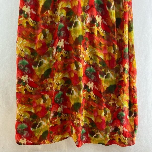 BB Dakota Maxi Dress Sz S Orange Floral Deep V-Neck Thin Strap A-Line High Waist - Picture 8 of 14